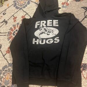 Black Graphic Hoodie for wrestlers “FREE HUGS”